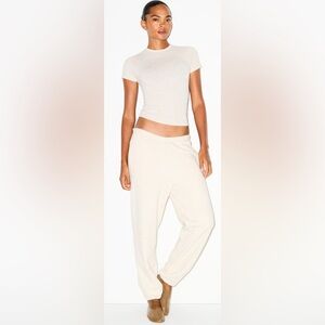 SKIMS COTTON FLEECE JOGGER in HEATHER OATMEAL